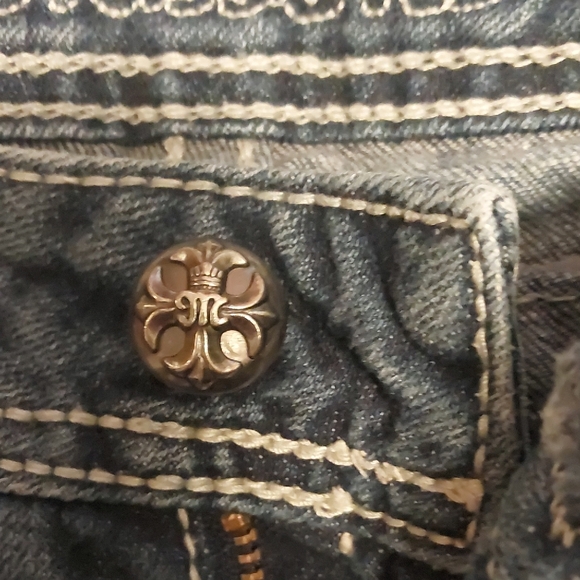 Miss Me Blue Boot Cut Jeans with Fleur-de-Lis Embroidery - Picture 5 of 9